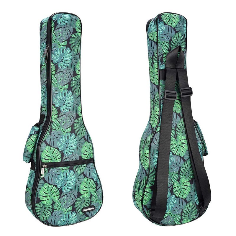 CLOUDMUSIC Ukulele Case Gig Bag Padded Backpack For Soprano 21" Inch(soprano,Green Monstera) - Image 1